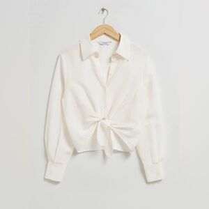& Other Stories Ivory Button-Down Shirt with Tie Front
